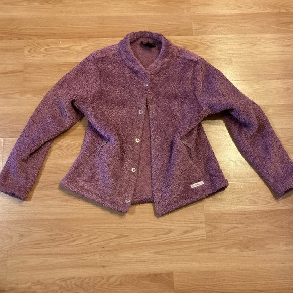 Ariat light purple/pink Sherpa mock neck jacket buttoned front size large - Picture 2 of 9